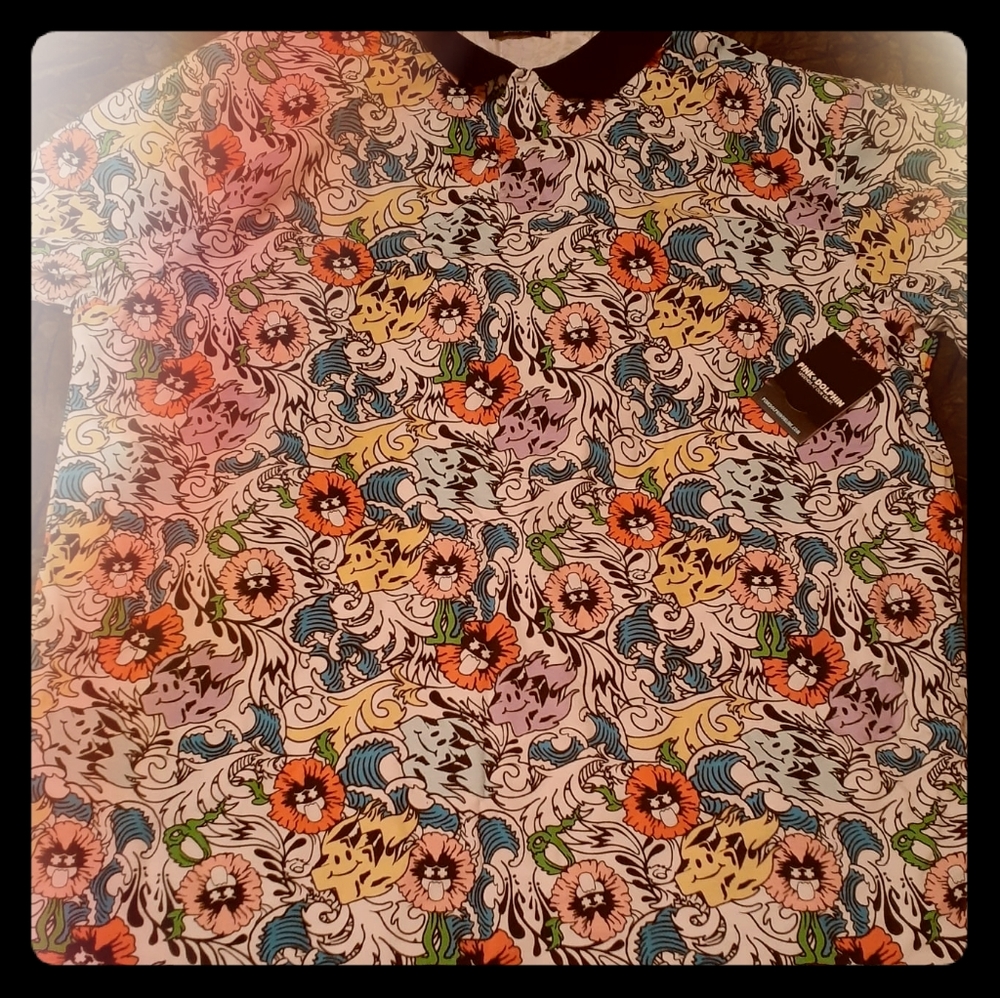MENS PINK DOLPHIN POLO CASUAL DESIGNER SHIRT 2X